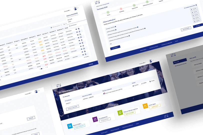 ecran de l'outil de gestion