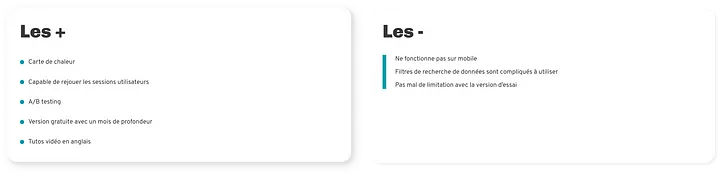 les + et les - Mouseflow 