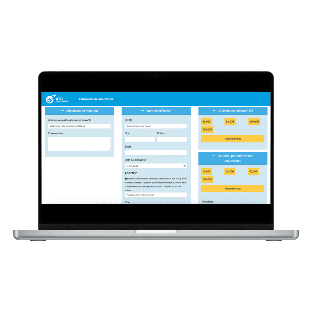 cope d'écran logiciel de gestion de don